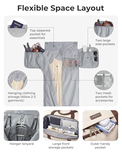 BAGSMART Garment Bag Duffle Bag for Travel Convertible 2 in 1 Suit Bag for Hanging Clothes Carry on Travel Bag with Shoes Bag,Shoulder Strap Weekender for Dresses, Coats, Shirts (Black)