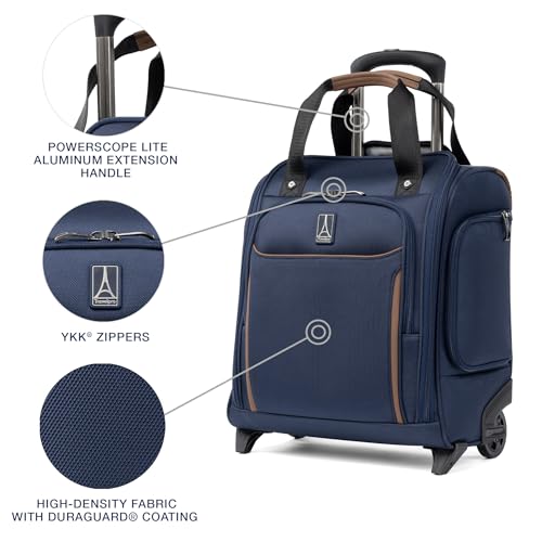 Travelpro Crew Classic Lightweight Softside Luggage, Rolling Underseat Carry on Bag, 14" Laptop or Tablet Sleeve, Men and Women, 17-Inch, Patriot Blue