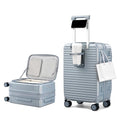 HanTrip 20 Inch Carry on Luggage 22x14x9 Airline Approved Hard Shell Suitcases with Wheels, Top Opening Expandable Carry on Luggage with Cup Holder Small Rolling Suitcase with Lock, Silver