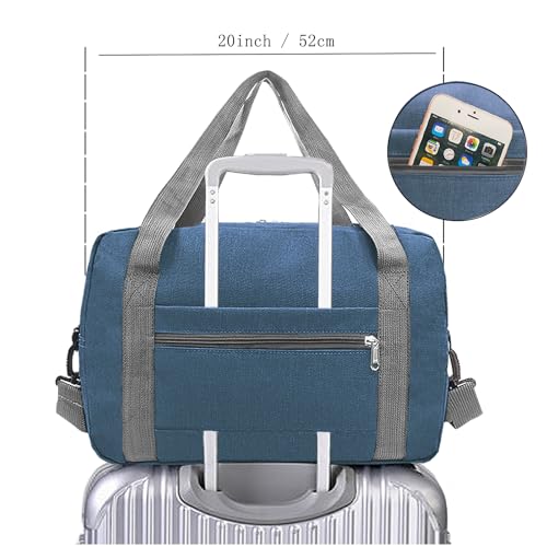 lifwimner Foldable Carry on Luggage Bag 22x14x9 Personal Item Bag for Airplanes Travel Duffel Bag for Women and Men (40L, Navy)