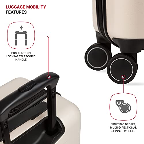 SwissGear 8020 Eclipse Hardside Expandable Luggage with Spinner Wheels, Cream, Carry-On 18-Inch