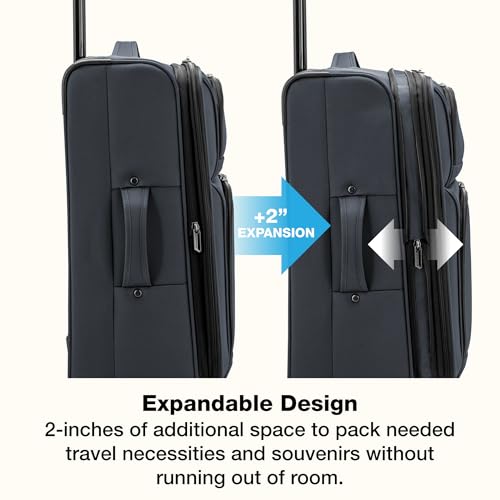 U.S. Traveler Anzio Softside Expandable Luggage with Spinner Wheels, Dark Grey, 22-Inch Carry-on