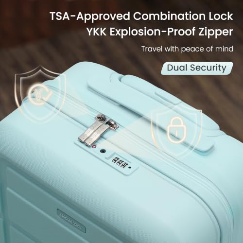 SHOWKOO PRO G-Series Luggage Sets 3pcs, 100% Premium PC Durable Expandable Luggage Suitcase with Double Wheels TSA Lock Mint Green