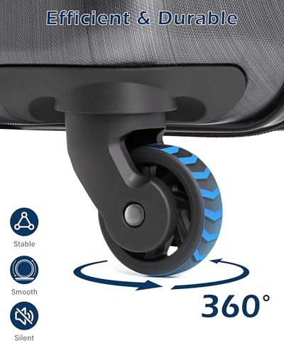 Coolife Carry On Luggage 22x14x9 Airline Approved Hardside PC+ABS Suitcase with TSA Lock, Lightweight Rolling Travel Luggage with Spinner Wheels(Charcoal, 20in)
