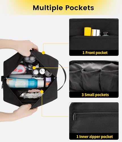 Vorspack Travel Toiletry Bag for Men - Hanging Toiletries Bag Water Resistant Travel Bag for Toiletries Accessories - Black