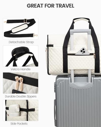 LOVEVOOK Travel Duffle Bag, Weekender Bags For Women, Carry On Duffel Bags For Airplanes, Overnight Bag Hospital Bag for Labor and Delivery, Yoga Gym Tote with Wet Pocket, 3Pcs Set