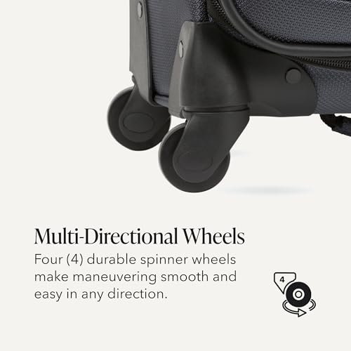 SWISSGEAR Sion Carry-On Spinner Luggage, Softside Expandable, Lightweight Suitcase, Dark Grey, 22.75-Inch