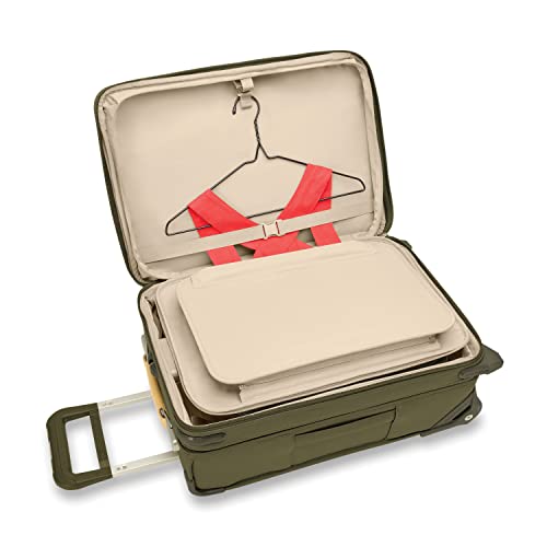 Briggs & Riley Essential 22" 2-Wheel Expandable Carry On - Luggage for Travel, Suitcases with Wheels, Softside Rolling Bag for Men & Women, Self-Repairing Zipper - Baseline Collection, Olive