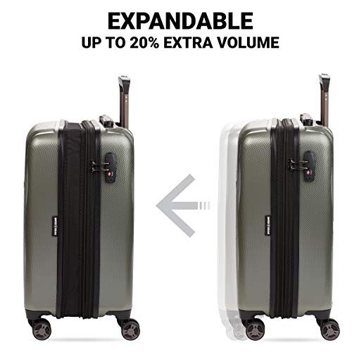 SwissGear 7272 Energie Expandable Hardside Luggage with Spinner Wheels and TSA Lock, Gunmetal, Carry-On 19-Inch