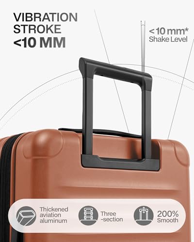 Coolife Carry On Luggage Suitcase : 22x14x9 Airline Approved Travel Luggage with Spinner Wheels, Front Pocket Expandable Hardshell Suitcases with TSA Lock Orange