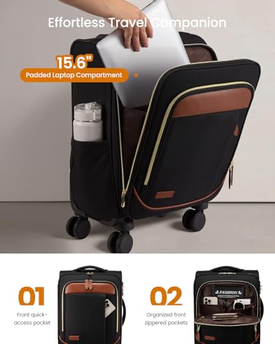 LOVEVOOK 4 Pcs Carry On Luggage 22x14x9 Airline Approved 20 Inch Underseat Carry on Suitcase for Women Men Softside Travel Luggage with Spinner Wheels and TSA Lock