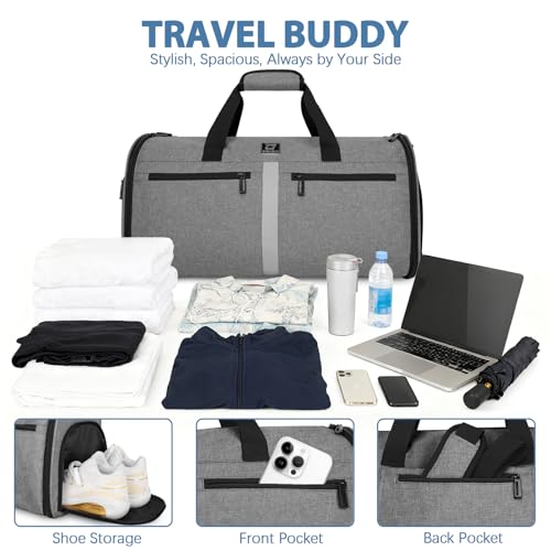 Garment Bags for Travel,50L Carry on Convertible Garment Duffle bag with Shoulder Strap,3 in 1 Hanging Suit Travel Bag with Shoulder Strap