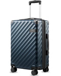 LUGGEX Carry On Luggage 22x14x9 Airline Approved, KVC Expandable Polycarbonate Hard Shell Suitcase for Travelling (EX-Core, Navy, 20 Inch, 40L-44L)