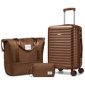LARVENDER Carry on Luggage 22x14x9 Airline Approved, Expandable 20 Inch Hardside Suitcase with Wheels TSA Lock, PC+ABS Lightweight Carry on Suitcases for Women and Men, Maple (20/DB/TB)