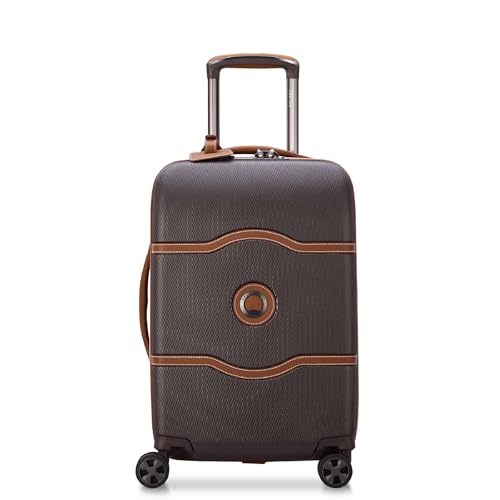 DELSEY PARIS Chatelet Air 2.0 - Hardside Carry-On Luggage 19 Inch - 360° Spinner Wheels - TSA Lock - USB Port - Lightweight Polycarbonate Travel Suitcase, Chocolate Brown
