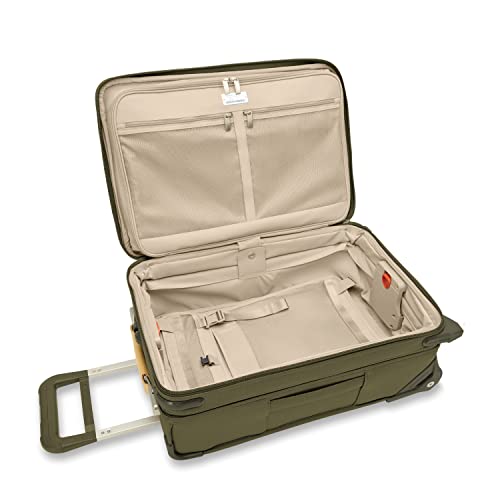 Briggs & Riley Essential 22" 2-Wheel Expandable Carry On - Luggage for Travel, Suitcases with Wheels, Softside Rolling Bag for Men & Women, Self-Repairing Zipper - Baseline Collection, Olive