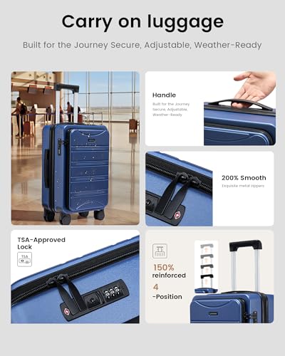 LOVEVOOK Carry On Luggage 20 Inch, Airline Approved Expandable Hard Shell Suitcase with Spinner Wheels, TSA Lock & Cup Holder, Fits Most Overhead Bins
