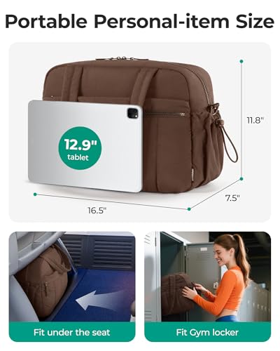 BAGSMART Gym Bag for Women, Duffle Bag for Travel with Wet Pocket, Lightweight Carry on Weekender Duffel, Water Resistant, Chocolate