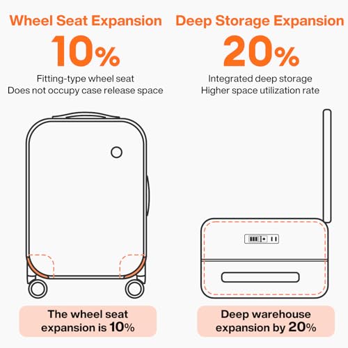 mixi 20 Inch Carry On Luggage 22x14x9 Airline Approved PC Hard Shell Suitcase Top Opening Aluminum Frame Travel Suitcases with Wheels, Rock Gray