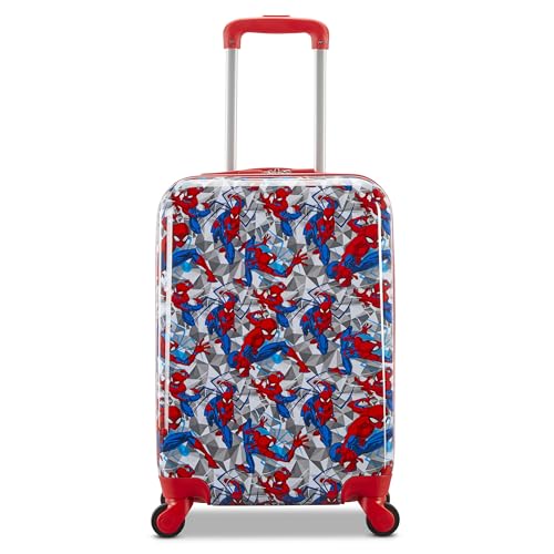 American Tourister Spiderman Iconic Carry-On Luggage - Airline Approved, Durable Hardshell - Roll Confidentially with Spinner Wheels & Colorful Adjustable Handle
