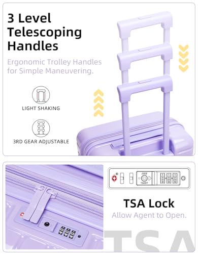 LARVENDER Carry On Luggage 22x14x9 Airline Approved, Suitcases with Wheels