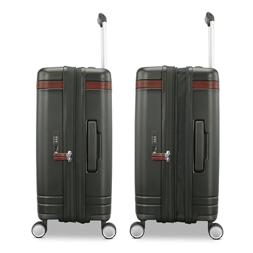 Virtuosa Hardside 21 Inch Carry On Luggage - Airline Approved with 360° Spinner Wheels, RightHeight™ Adjustable Handle - Zippered WetPak™ - TSA Lock - Expandable Light Polycarbonate Shell - Pine Green