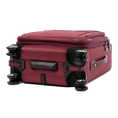 Travelpro Platinum Elite Softside Expandable Carry on Luggage, 8 Wheel Spinner Suitcase, USB Port, Men and Women, International, Bordeaux Red, Carry On 19-Inch