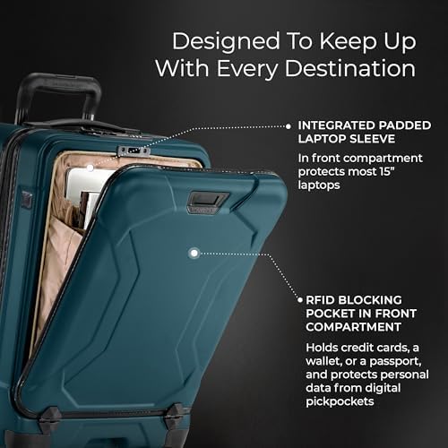Briggs & Riley 21 Inch International Carry-On Luggage with Wheels - Small Rolling Hard Shell Heavy Duty Suitcase with Laptop Compartment - 360 Spinner Wheels - Torq Collection - Ocean