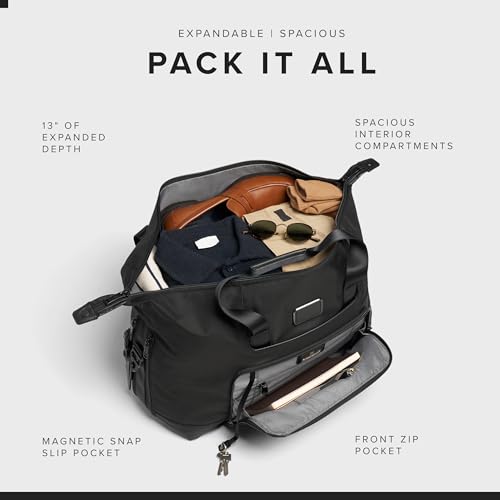 Tumi Alpha 3 Double Expansion Travel Satchel, Official Product, 1.1 gal (31 L) 0 cm 6.2 lbs (2.9 kg), Black, One Size
