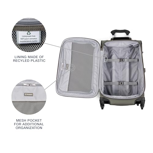 Travelpro Maxlite 5 Softside 2pc Set Expandable Carry On Luggage with 4 Spinner Wheels/Soft Underseat Tote, Lightweight Suitcase, Men and Women, Slate Green