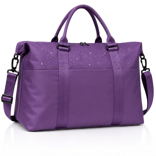 Weekender Duffel Bags for Women, Purple Travel Totes Bag for Airplane Essentials, Overnight Bags for Women with Trolley Sleeve, Large Carry On Hospital Bag for Labor and Delivery, Sport, Gym