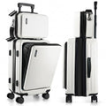 TRAVELARIM 22 Inch Carry On Luggage 22x14x9 Airline Approved, Small Carry On Suitcase, Hard-shell Carry-on Luggage with Wheels, Durable Expandable White Luggage Carry-On with Cosmetic Case