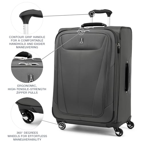 Travelpro Maxlite 5 Softside Expandable Luggage with 4 Spinner Wheels, Lightweight Suitcase, Men and Women, Shadow Grey, 2-Piece Set (21/25)