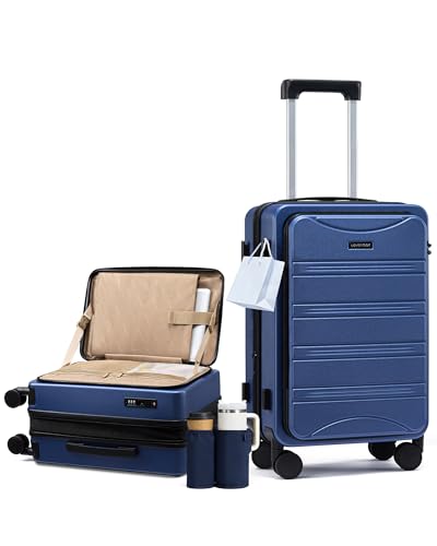 LOVEVOOK Carry On Luggage 20 Inch, Airline Approved Expandable Hard Shell Suitcase with Spinner Wheels, TSA Lock & Cup Holder, Fits Most Overhead Bins