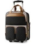 Arcoyard Underseat Carry On Luggage with Wheels, Multiple Compartments Airline Approved Personal Item Bag, Travel Carry-On with Leather Handle, Lightweight Rolling Suitcase for Women, Grey Brown
