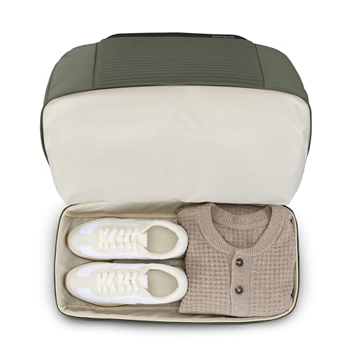 Samsonite Paralux Weekender Duffel Bag, Travel Carry-On Bag with Wide Opening, Drop-Bottom Shoe & Laundry Compartment, AirTag™ Holder, StackIt™ Strap - Business & Leisure Travel Bag - Olive