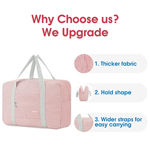 For Spirit Airlines Personal Item Bag 18x14x8 Foldable Travel Duffel Bag Tote Carry on Luggage Duffle Overnight for Women (1112 Thick Series Pink)