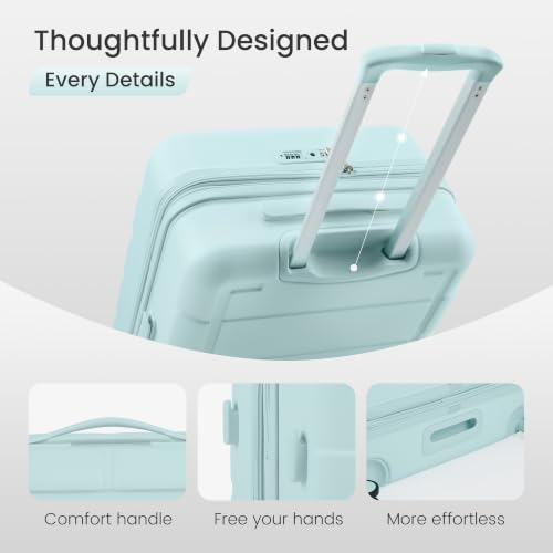 SHOWKOO PRO G-Series Luggage Sets 3pcs, 100% Premium PC Durable Expandable Luggage Suitcase with Double Wheels TSA Lock Mint Green