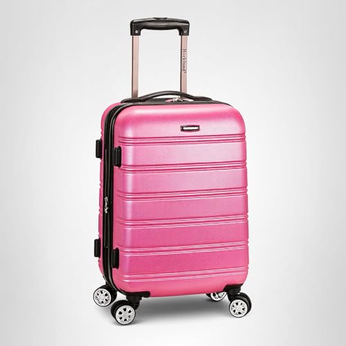 Rockland Melbourne Lightweight Expandable Hardside Spinner Wheel Luggage in Pink