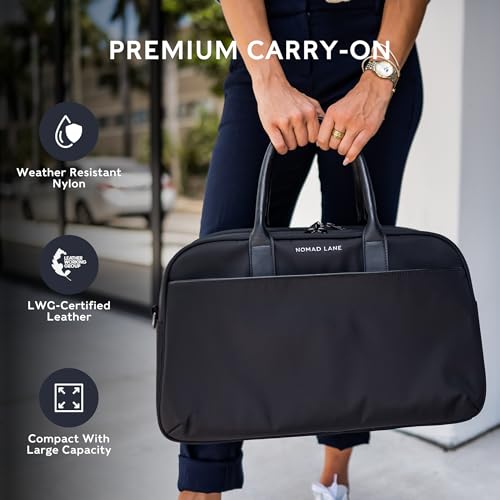 Nomad Lane Carry-On Luggage Duffel Bag, Durable & Lightweight Suitcase. Bento Bag, Personal Item Weekender Travel Bag for Men & Women, Black