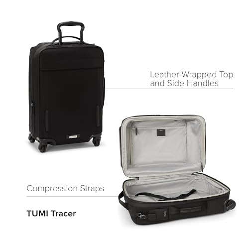 TUMI - Voyageur Leger 4 Wheeled Luggage - Women's Lightweight and Spacious, Sleek Silhouette, Durable Premium Suitcase - 21.8" Dual Access Expandable Carry-On, Black with Gunmetal Hardware