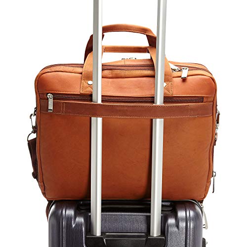 Kenneth Cole REACTION Out Of The Bag Manhattan Colombian Leather RFID 15.6" Laptop Briefcase, Cognac