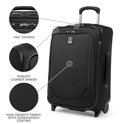 Travelpro Crew Classic Lightweight Softside Expandable Carry on Luggage, 2 Wheel Upright Rollaboard Suitcase, Men and Women, Carry On 22-Inch, Black