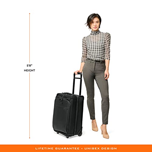 Briggs & Riley 22" Carry-On 2-Wheel Garment Bag - Carry On Luggage for Travel, Suitcases with Wheels, Softside Rolling Bag for Men & Women, Built in Hook for Clothes - Baseline Collection, Black