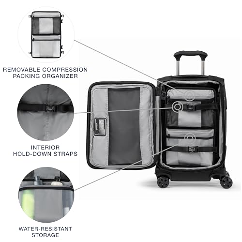 Travelpro Crew Classic Lightweight Softside Expandable Carry on Luggage, 8 Wheel Spinner Suitcase, Men and Women, Carry On 21-Inch, Black