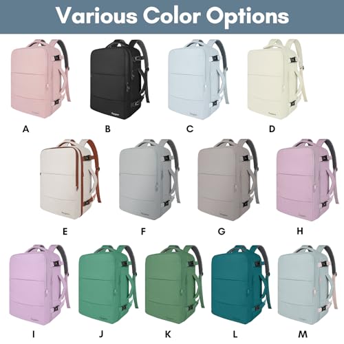 Taygeer Personal Item Backpack for Men Women, Travel Backpack Carry on Luggage Flight Approved with Water Bottle Pocket & Shoe Pouch, Large Weekender Work Bag for Hiking Gift, Gray Powder
