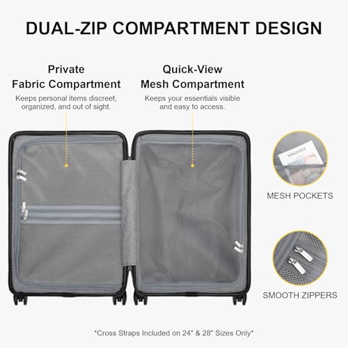 LEVEL8 Rolling Carry on Luggage Airline Approved, Carry-on Suitcases with Wheels, Lightweight Luminous Textured Luggage for Men Women, Tsa Lock, 20 Inch, Dark Grey