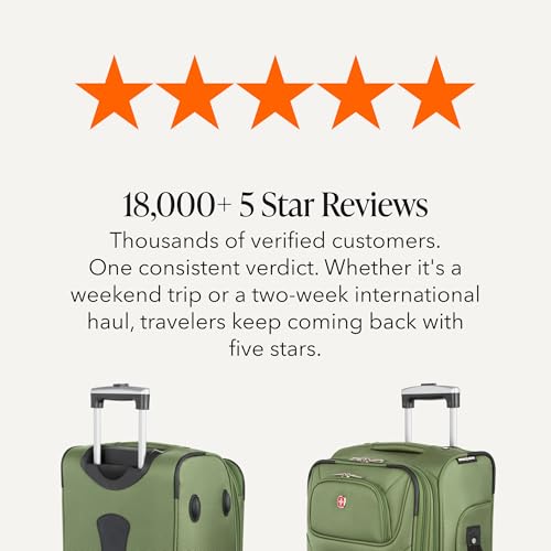 SWISSGEAR Sion Carry-On Spinner Luggage, Softside Expandable, Lightweight Suitcase, Evergreen, 22.75-Inch