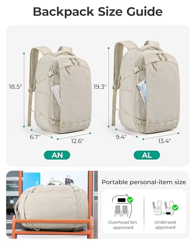 BAGSMART Travel Backpack Women, 15.6 Inch Carry On Backpack Flight Approved, TSA Approved Personal Item Travel Bag, Water Resistant Weekender Bag Luggage Daypack, Beige