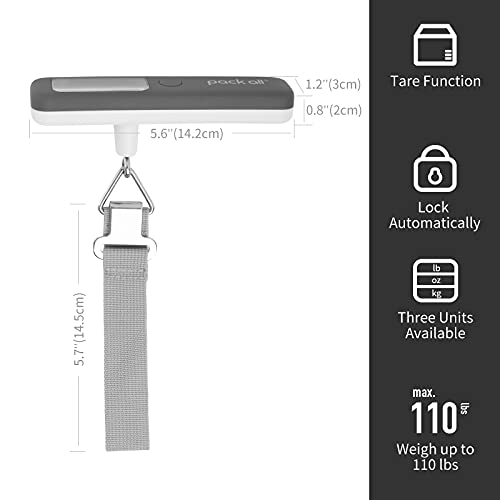 pack all Digital Luggage Scale for Travel, 110Lbs Capacity, 0.1Lb Precision
